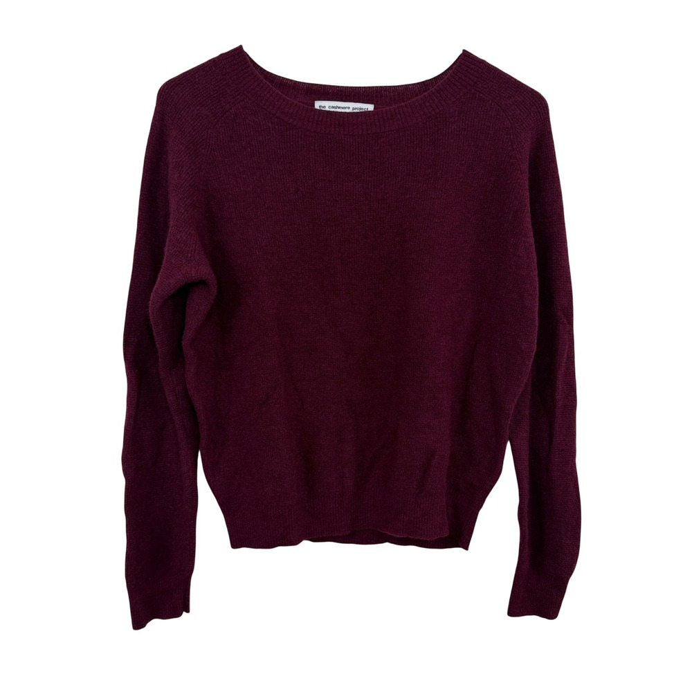 The Cashmere Project Sweater Womens Small Burgundy Cropped Pullover Crew Neck